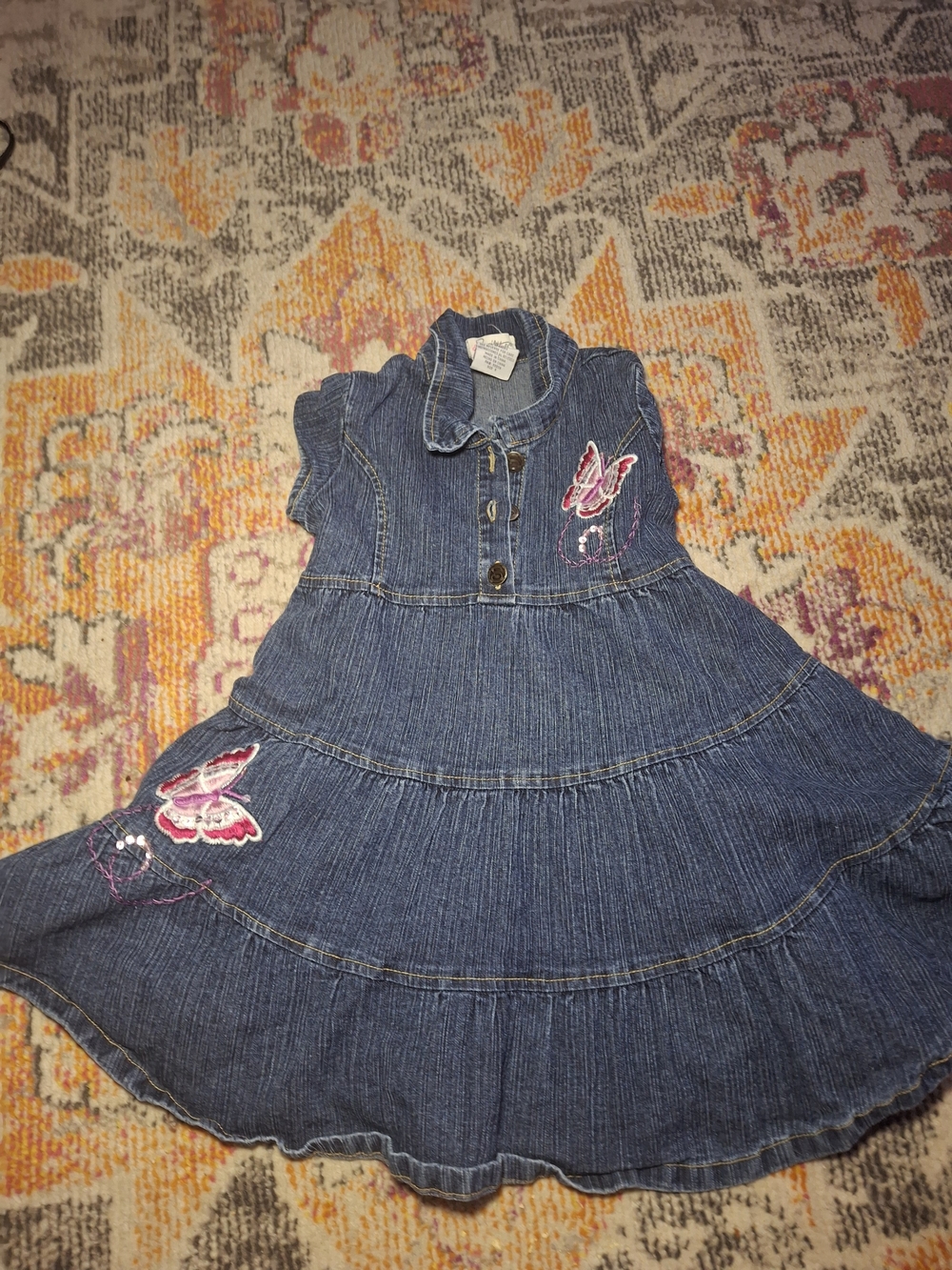 Speechless Blue Denim Butterfly Tiered Dress